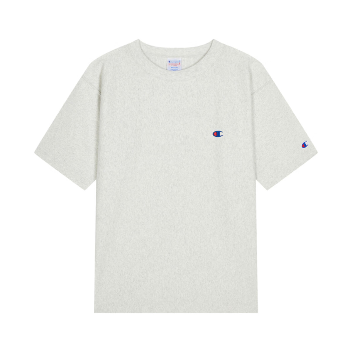 Champion【品牌】刺绣小Clogo男式休闲短袖T恤纯色圆领百搭 米白色 S