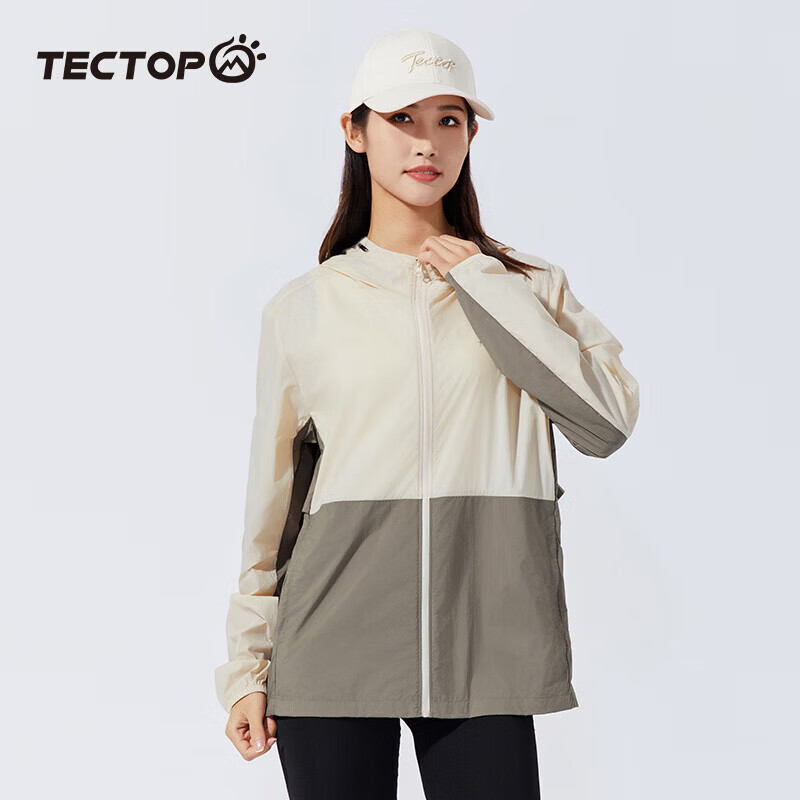 探拓（TECTOP）户外防晒衣男女同款夏季轻薄透气UPF50+防紫外线皮肤衣冰感防晒服 【男女同款】燕麦色/新卡其 S