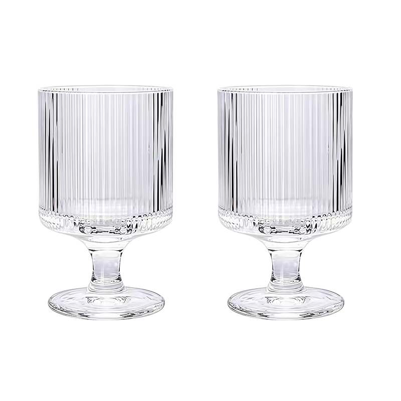 几物森林 玻璃杯葡萄酒杯热红酒杯高脚杯鸡尾酒香槟高颜值ins风 竖纹2只装