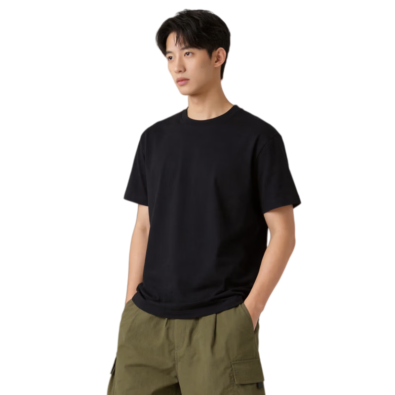 【京东直采】速干26夏季舒弹棉短袖t恤基础运动休闲上衣 黑色 2XL