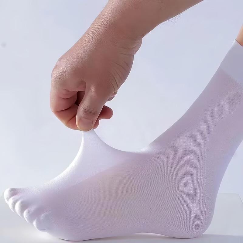 藤元井 【特惠】男丝袜夏季薄款冰丝中筒袜男袜透气超薄夏天黑色袜子 男丝袜-黑色 均码 20双装