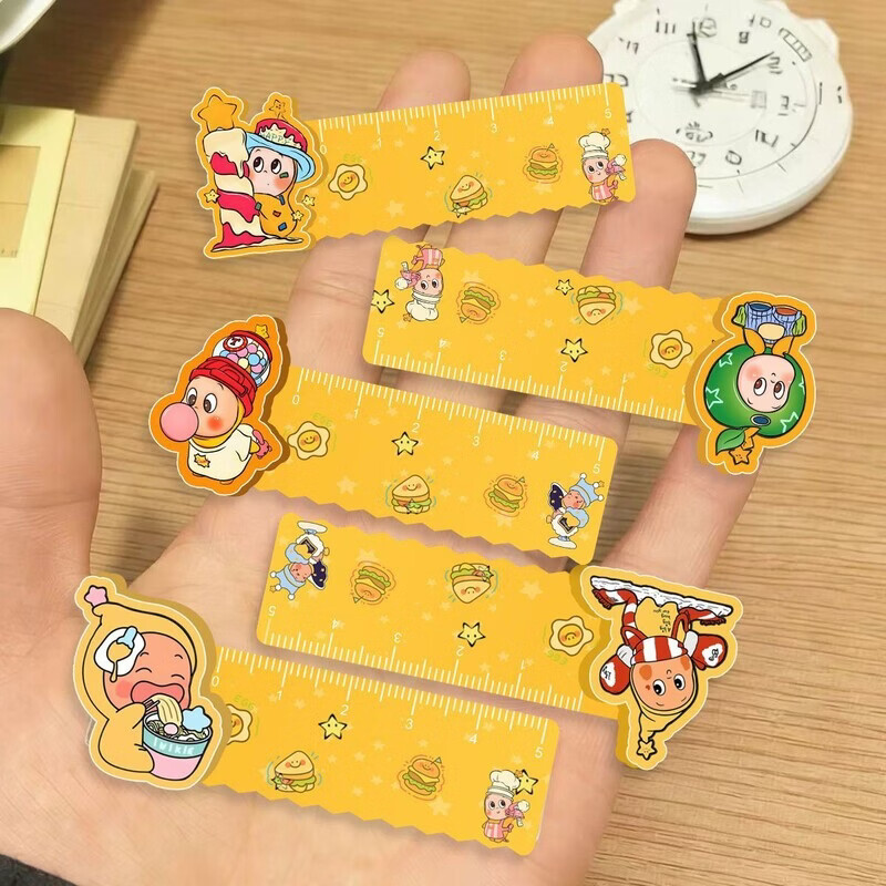 SWDF星星人掌心尺迷你版高颜值彩色直尺子亚克力卡通小学生便携挂件初中小学生新款学习文具 星星人掌心尺【1包/5把】 【便携掌心尺1把】