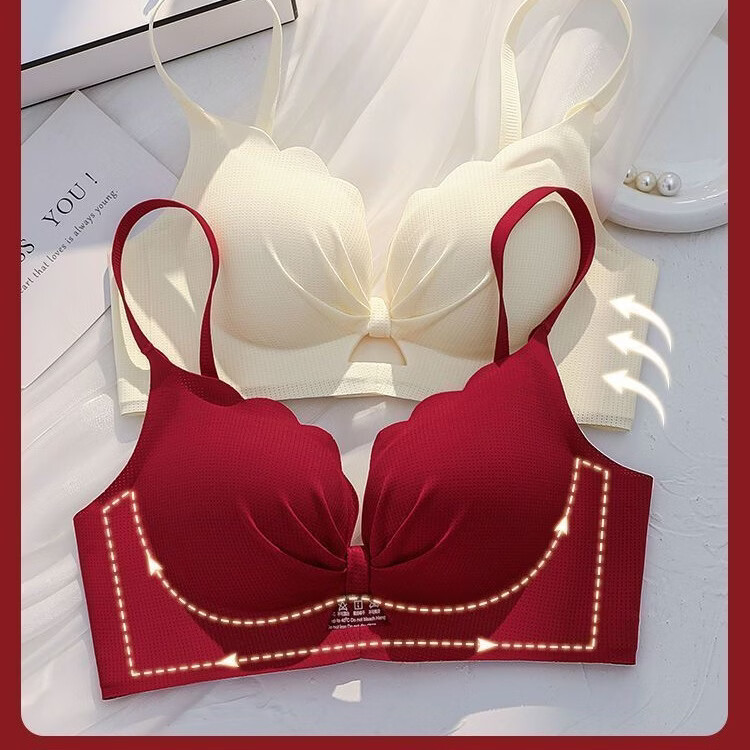 本命年套装红色内衣女小胸聚拢结婚新娘收副乳防下垂龙年内裤文胸 黑色【套装】 85A 38B【聚拢舒适】
