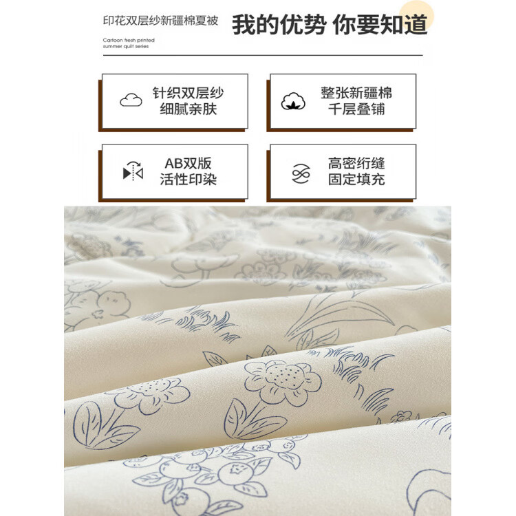 春夏款空调被夏凉棉全棉可机洗子2026芯学生宿舍春秋夏 好丽友【双层纱面料/棉花填充】 双人尺寸200x230cm春秋薄被