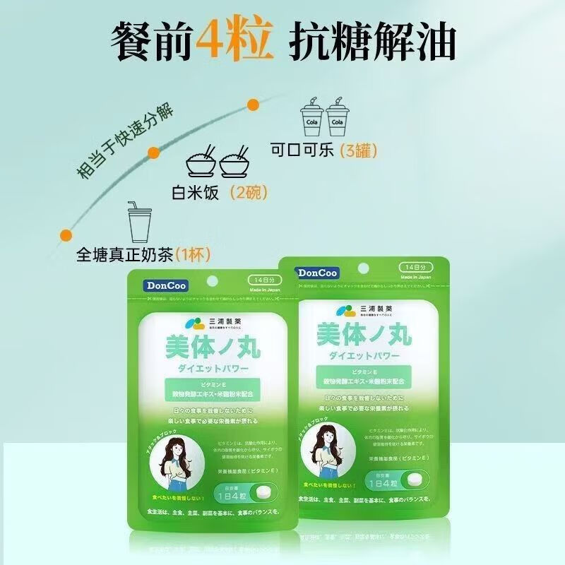 DonCoo美体丸餐后救急阻油脂促代谢原装进囗热燃酵素56粒 3袋*3袋