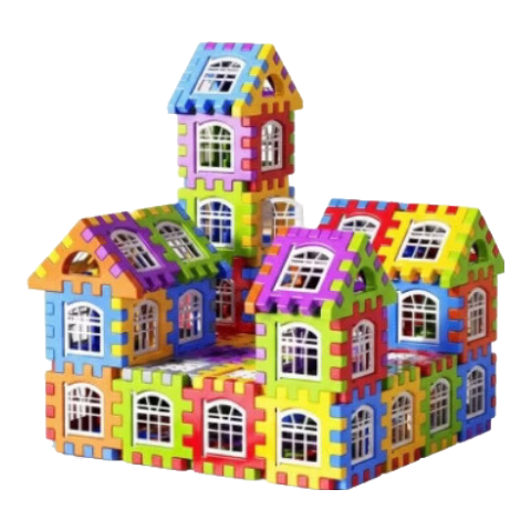 爱乐心新款大号DIY房子积木超厚益智儿童玩具过家家新年礼物 套装基础【袋装100片含窗20个】