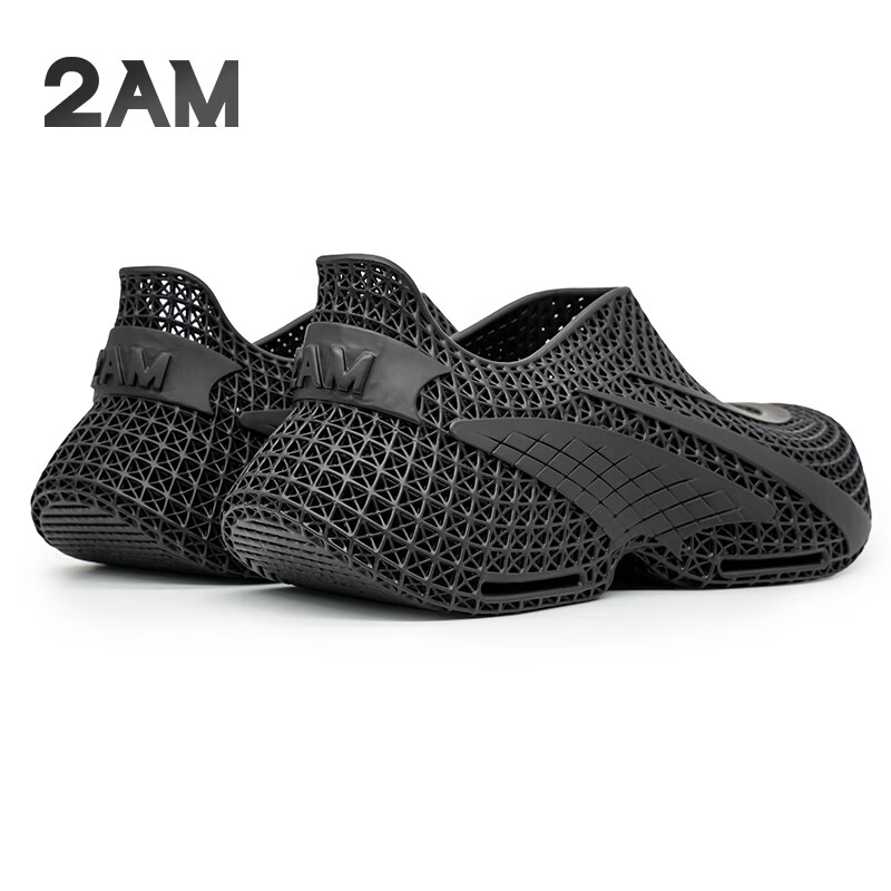 2AM3D一体打印男士休闲鞋时尚百搭厚底健步鞋透气舒适4D网面鞋 黑色 39