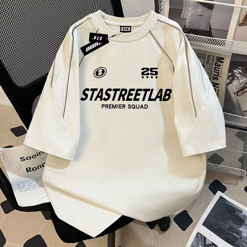 男潮牌短袖T恤2026新款宽松印花上衣 酒红色 2XL 【推荐150-165斤】