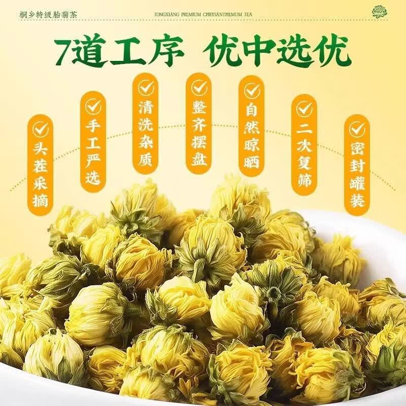 同仁堂（TRT）特级胎菊正宗浙江桐乡无硫胎菊花菊花茶胎菊特级一等品清火护肝 特级桐乡胎菊 125g*4罐