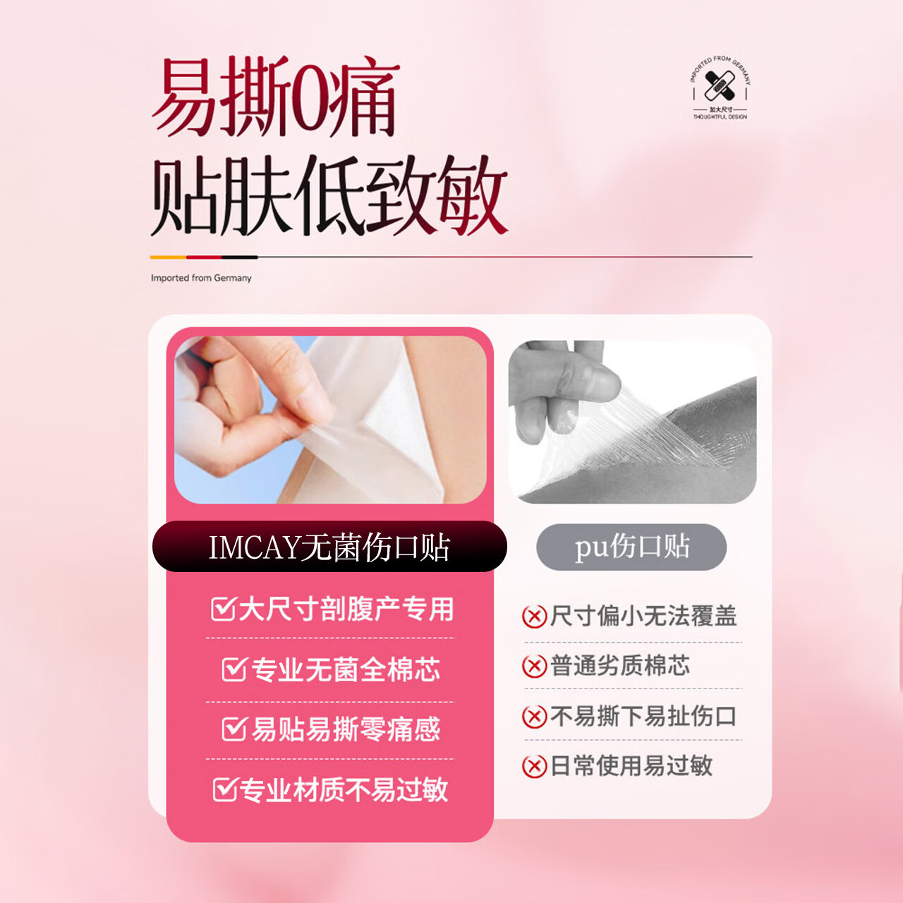 IMCAY剖腹产防水贴医用产后手术洗澡刨宫破腹疤痕伤口刀口愈合无菌敷 【5盒装25片】大伤口防水大尺寸