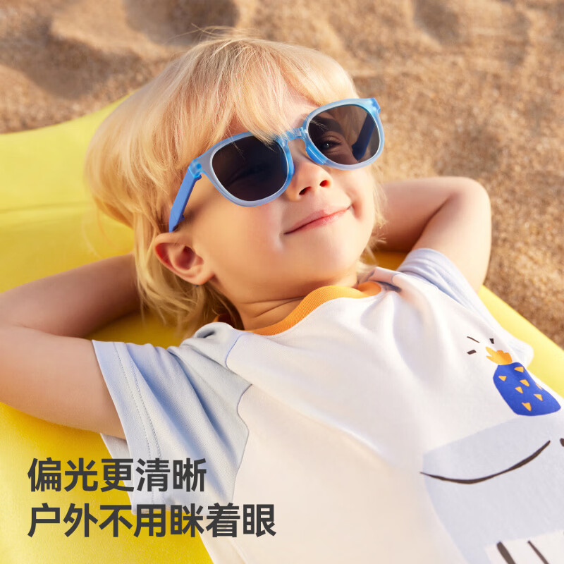 贝肽斯儿童墨镜防晒太阳镜偏光护眼不晕眩防紫外线男女宝宝可爱遮阳眼镜 柔桃粉-儿童款【使用年龄3-12岁】