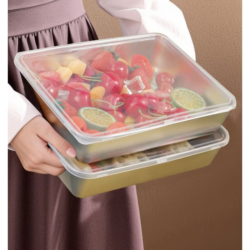 易思迪不锈钢保鲜盒方形冰箱收纳盒带盖子烧烤凉菜盘果盘蒸鱼烤鱼盘 大号 不锈钢保鲜盒-3个装【带盖】