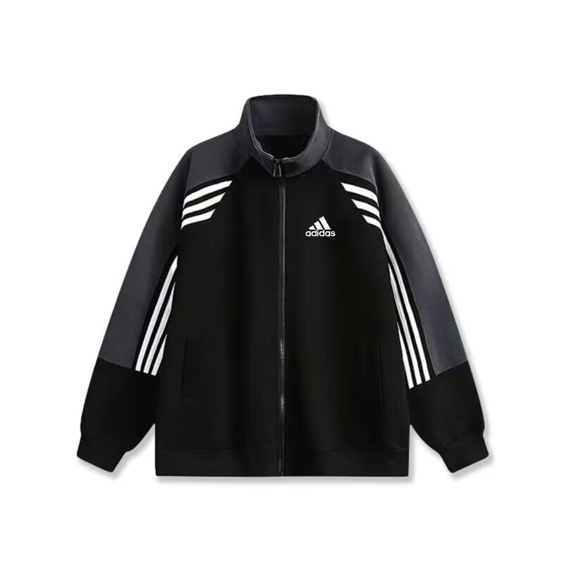 Y-3春秋季新款男女三叶草同款运动夹克立领开衫休闲卫衣情侣 黑色三叶 2XL (170-195)斤