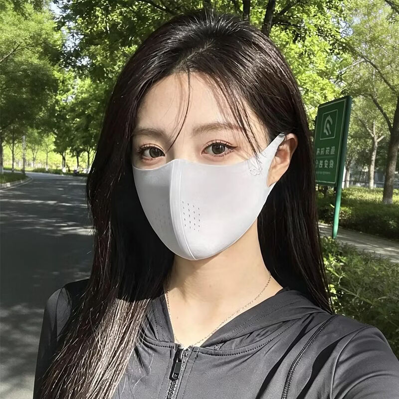 万宝绿夏季防晒无痕冰丝口罩女高颜值防紫外线透气骑行2026新款轻薄遮阳 黑色+深灰色【立体防晒】两件换洗 冰感无痕（UPF50+）轻薄透气