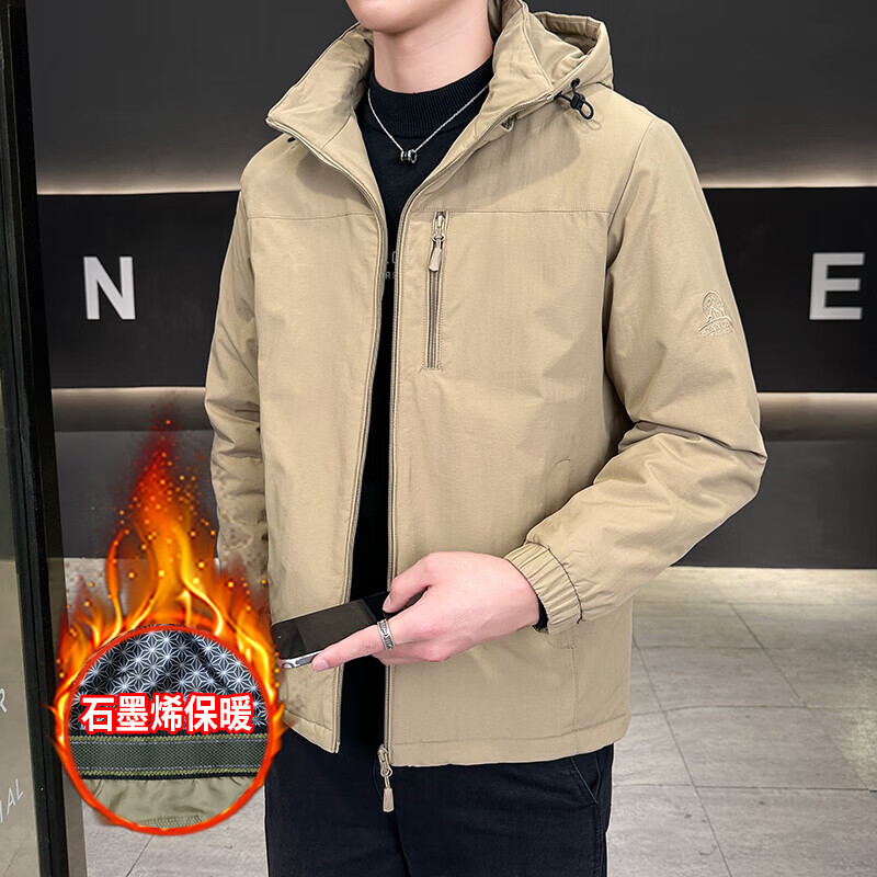 骆驼同款冲锋衣棉服外套男秋冬季宽松加绒加厚棉衣服保暖夹克棉袄 卡其8893 5XL
