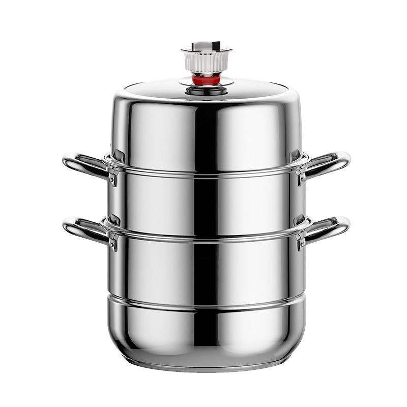 STABURG智能防干烧定时不锈钢蒸锅三层加厚家用蒸笼蒸屉电磁炉燃气通用 智能定时/预防干烧/食品级不锈钢 3层 28cm