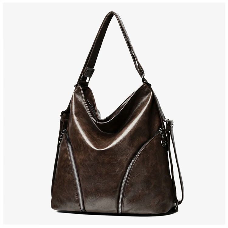 【出口品质】新款高端单肩斜跨包大容量休闲复古双肩包女托特包 棕色