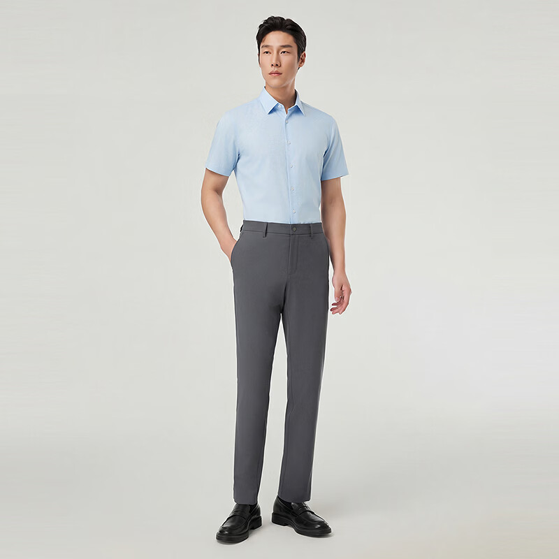 雅戈尔（YOUNGOR）2026夏季男上衣高级感衣服全棉免烫抗皱平整120支高支棉短袖衬衫 浅蓝 42 （180/100A）