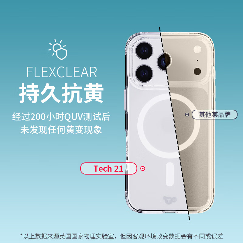 TECH21苹果专用手机壳软壳磁吸透明手机壳贴膜镜头膜三件套装17promax/17pro手机保护套防窥高清贴膜 透明手机壳贴膜镜头膜三件套（高清膜） 苹果17ProMax