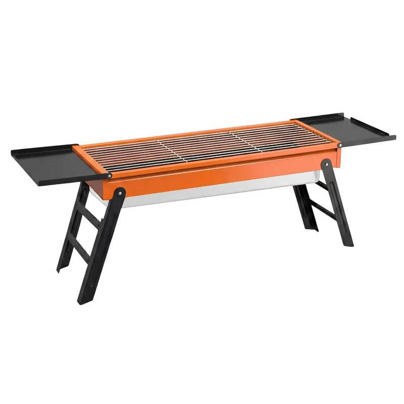 荒野七侠烧烤炉户外烤肉家用叠烤串炉子露营便携木炭锈钢小型烧烤炉 大号折叠烧烤炉-普通款-银色