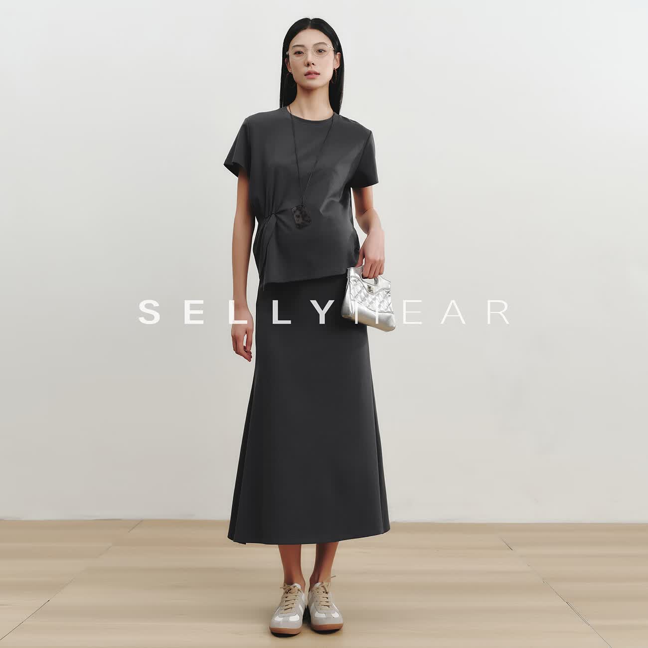 Sellynear孕妇装春夏新款套装时髦洋气休闲气质孕期外穿针织套装 极致灰 S