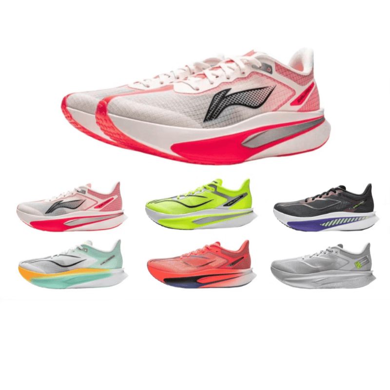 李宁飞电6C跑步鞋女26新款中考体测透气碳板竞速跑鞋ARMW004 -7香槟白 （不涂不割） 37 (230mm)