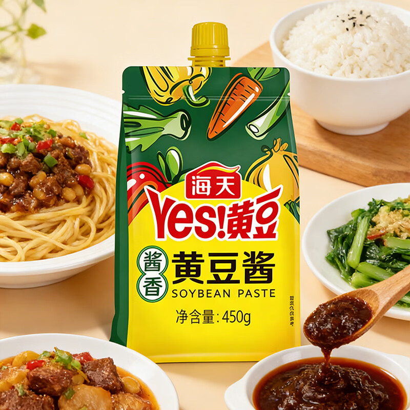 海天酱香黄豆酱450g豆瓣酱海天黄豆酱拌面拌饭炒菜炖煮蘸酱菜调味品 海天酱香黄豆酱450g*1袋