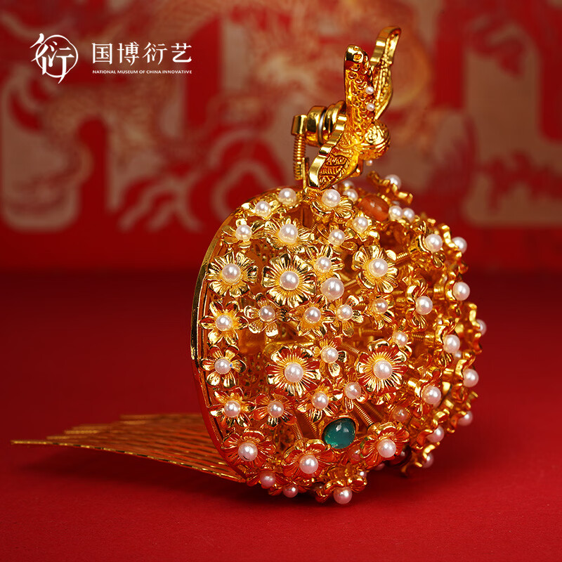 中国国家博物馆李静训金银珠花头饰立体AR冰箱贴国博国潮创意装饰520礼物
