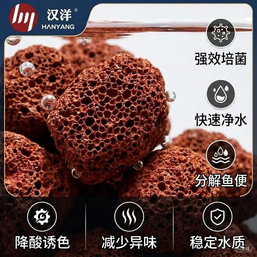 汉洋（HANYANG）火山石鱼缸专用天然养龟滤材免洗底砂水草泥造景岩小颗粒养花2斤