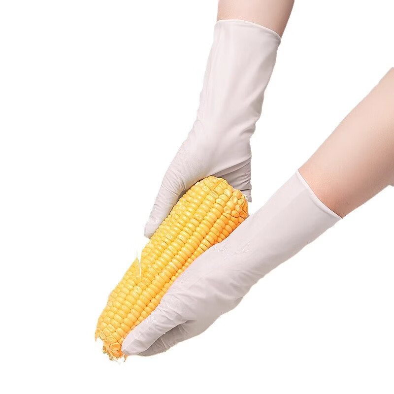 恬舒丁腈手套加长耐用洗碗加厚防油橡胶劳保家务厨房清洁做饭食品级 12寸绿色丁腈手套【50只/盒】 L(男生佩戴)