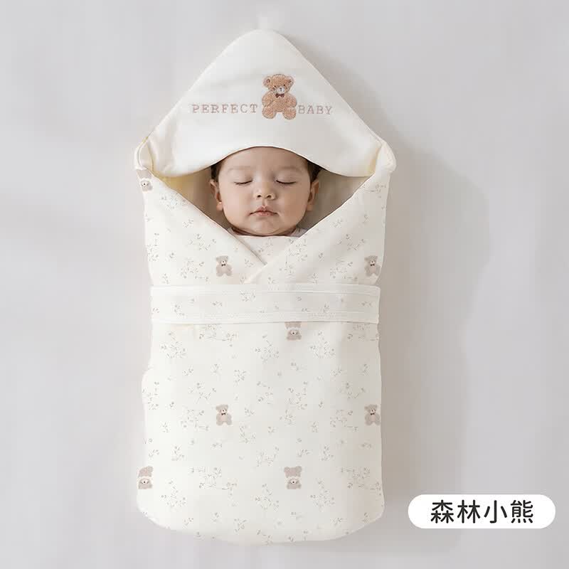 babyincoming蓓茵可新生儿包被宝宝婴儿秋冬厚纯棉A类桑蚕丝抱被产房四季盖被 森林小熊【桑蚕丝夏季抱被350g】