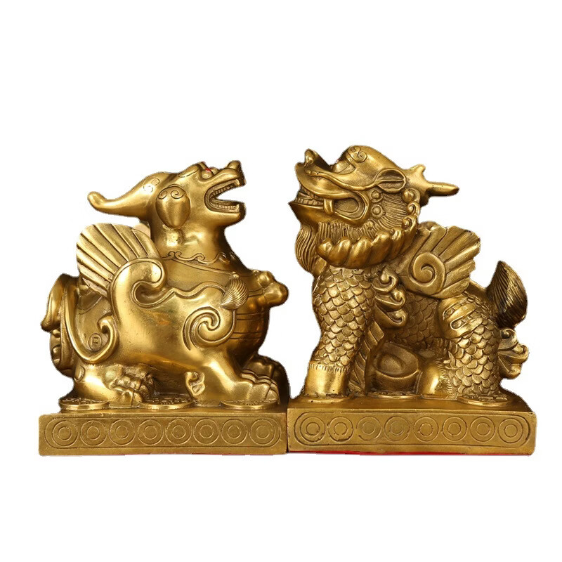 其他厂家批发黄铜貔貅桌面摆件大小号铜皮休办公室家居店铺开业礼品 X15号方底貔貅一对