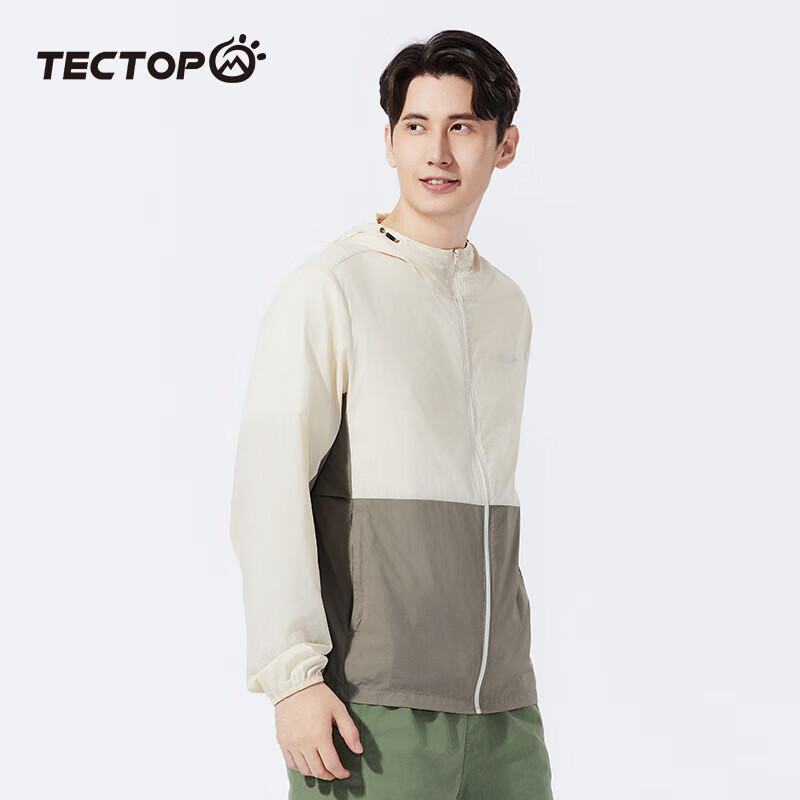 探拓（TECTOP）户外防晒衣男女同款夏季轻薄透气UPF50+防紫外线皮肤衣冰感防晒服 【男女同款】燕麦色/新卡其 S