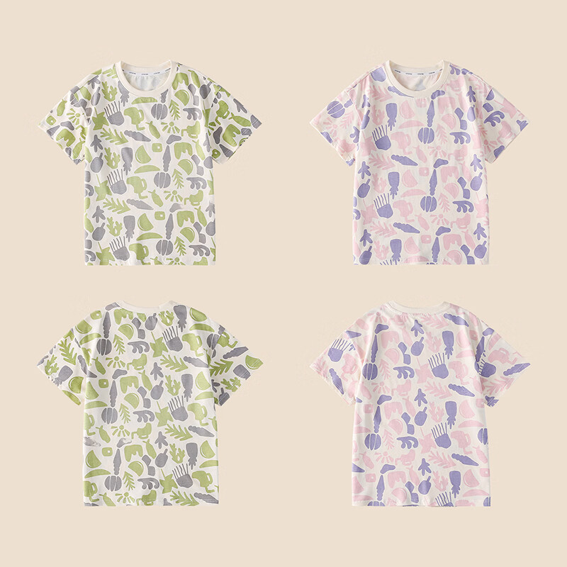 棉花堂（cottontown）【100%棉】棉花堂童装儿童短袖T恤纯棉A类抗菌上衣男童女童夏装 粉色 130 130/64