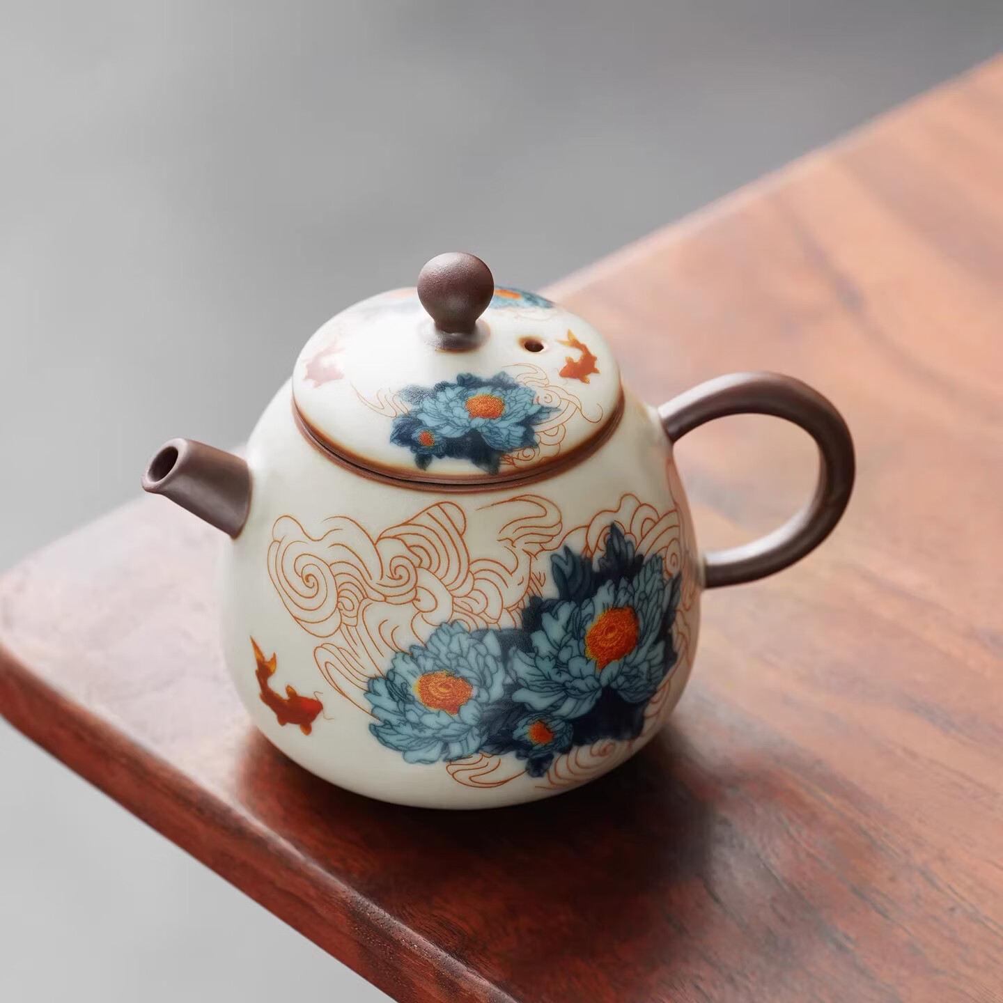 BOSSY新中式汝窑青花珐琅彩茶杯套装礼盒装高档品茗杯单杯生日伴手礼 繁花一壶四杯套装【礼盒装】