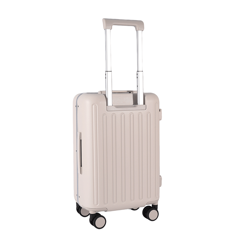 Tymon泰梦前开盖行李箱多功能轻便铝框拉杆箱快捷电脑前仓商务登机箱 奶咖色(电脑快捷前仓|隐藏式主仓) 20英寸 (登机箱+一体式周身封闭铝框)