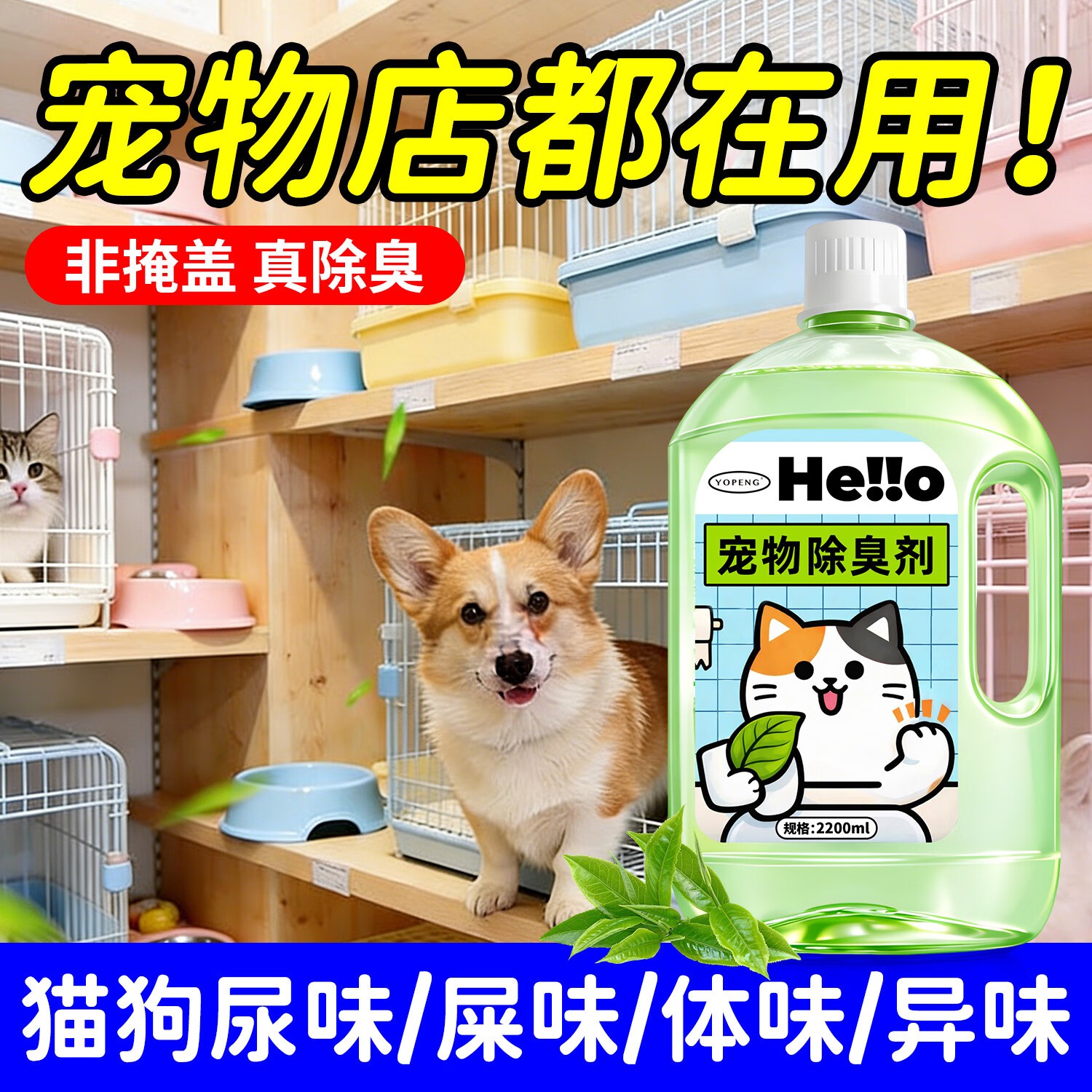 YOPENG宠物除臭剂生物酶尿臭分解除味剂大桶装狗狗猫咪去尿味除味剂 【宠物友好】500ml