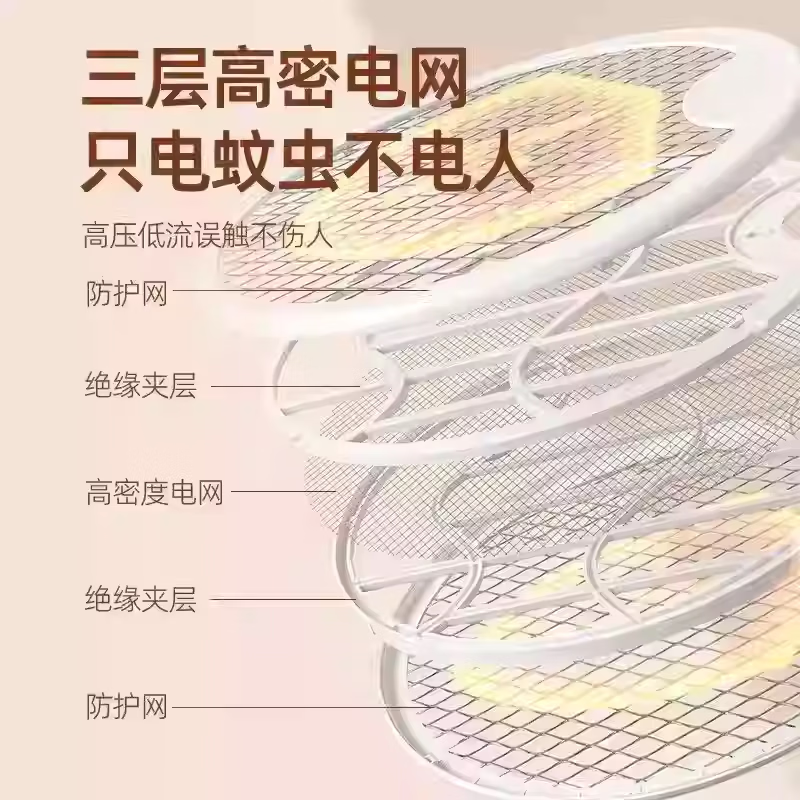 芭菲电蚊拍灭蚊灯多功能type-c充电式底座诱蚊驱蚊神器苍蝇折叠蚊子拍 旗舰豪华版【直充底座+折叠式+紫光诱蚊+超强续航】