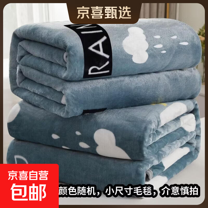 【加厚】冬天保暖双面绒速热加厚宿舍办公室午睡毯毛毯宠物可用毯 颜色花型款式随机 100*150cm午休毯