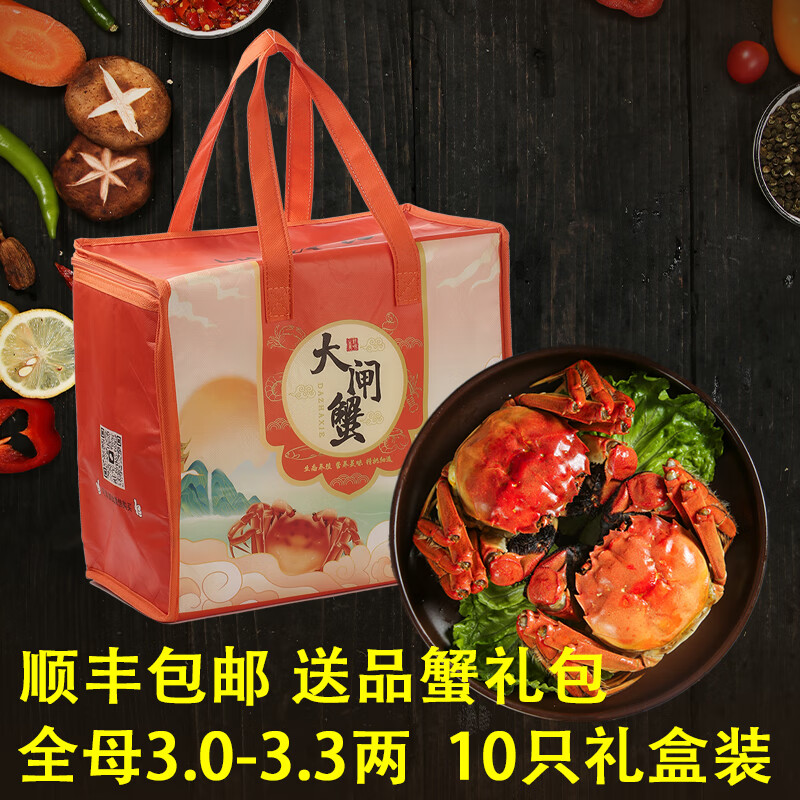 【活蟹】阳澄姑娘大闸蟹 现货鲜活大螃蟹公母蟹 海鲜水产生鲜礼盒 现货全母蟹3.0-3.3两 10只礼盒装