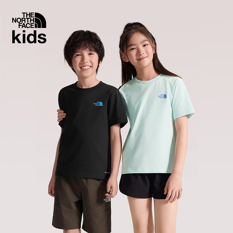 北面（The North Face）儿童速干短袖T恤男女童运动户外新款26年新款衣服上衣|8H1P JK3/宇宙黑 160 (XL) （160/76）