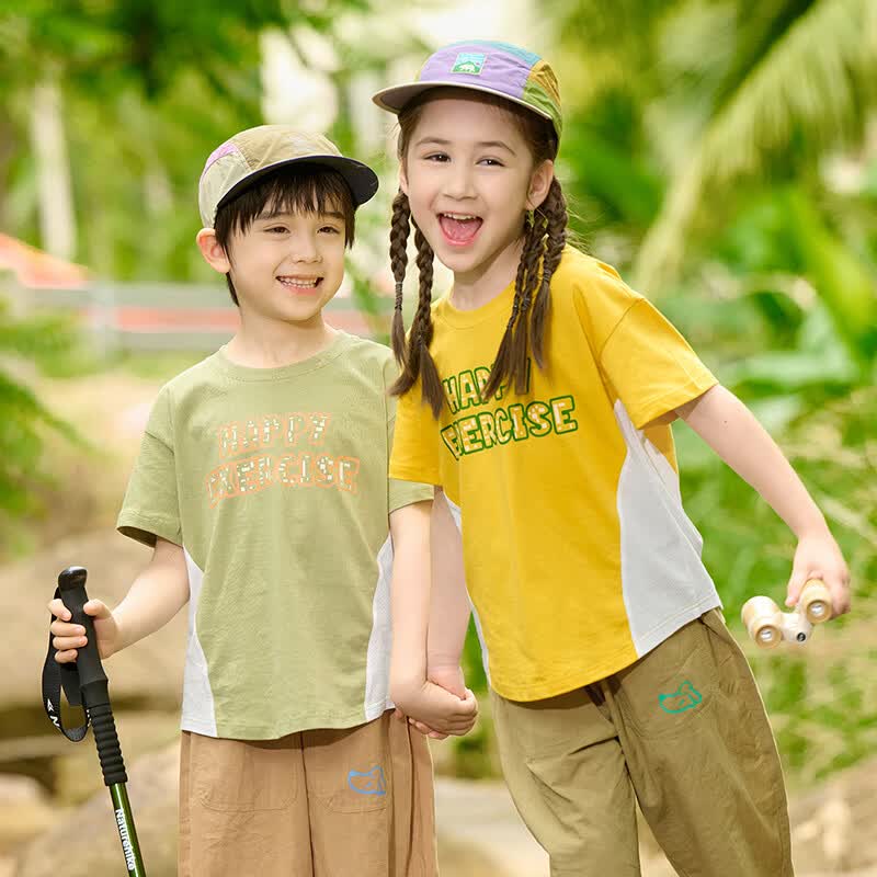 棉花堂（cottontown）【100%棉】棉花堂童装夏季新款儿童短袖T恤A类抗菌男女童纯棉上衣 芥末黄 90 90/52