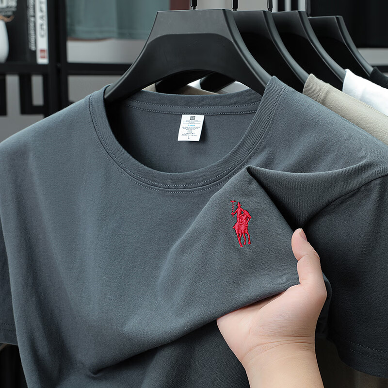 尺度保罗220g纯棉男士短袖T恤夏装薄款圆领纯色内搭半袖白t薄款透气上衣 BWG-211白色 M 推荐90-120斤