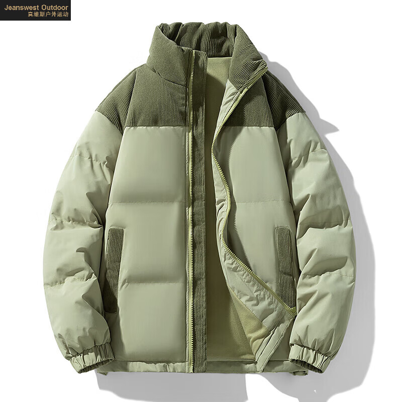 真维斯户外运动棉服男2024新款冬季防风灯芯绒棉衣情侣女加厚棉袄外套 黑色 2XL