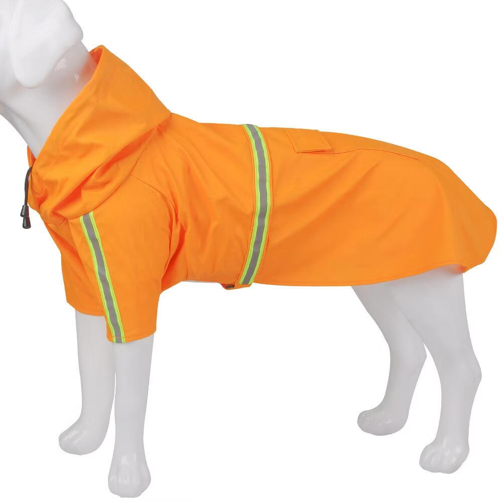 知宠-新款宠物雨衣狗狗雨披斗篷式反光大狗衣服狗雨衣用品大型犬 橙色 S