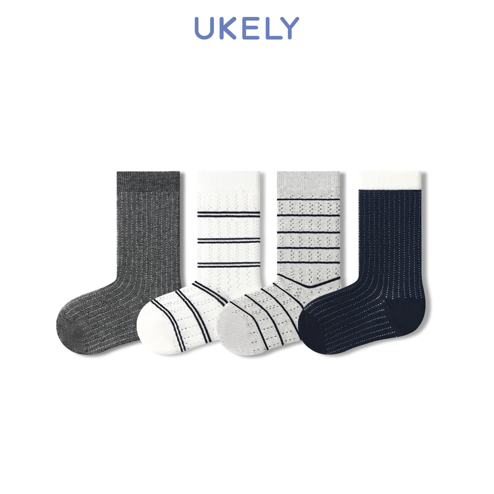 优可力（UKELY）优可力儿童中筒袜宝宝袜子夏季薄款透气a类新款男女童小腿袜小孩 灰调时刻 9-12岁 (XL) 适合33-37码