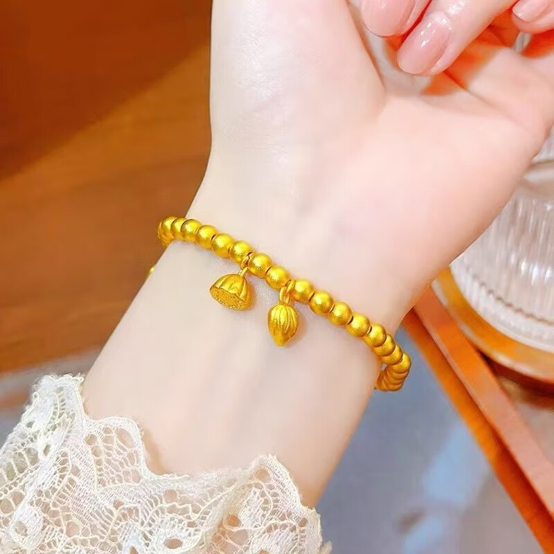 宅女之城【全店买三免一】古法编绳莲蓬莲花电金手链母亲节礼物送老婆礼盒