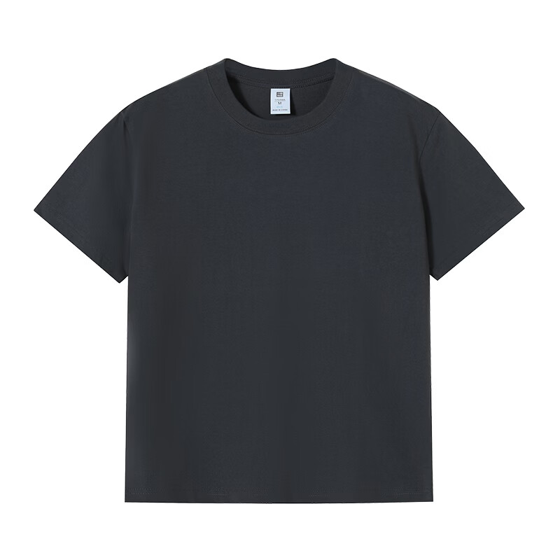 尺度保罗100%纯棉短袖T恤夏季重磅纯色休闲百搭半袖宽松小白T恤男士上衣 SX301丁香灰 L 推荐120-135斤