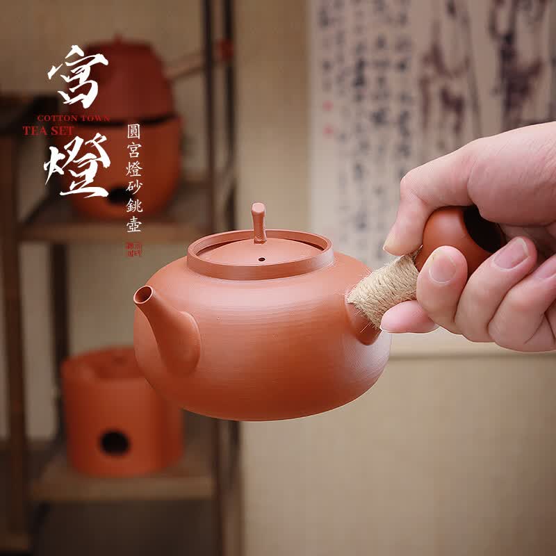 棉小城潮州砂铫壶红泥煮炭炉复古工夫茶烧水茶炉套装电碳两用侧把煮茶壶 升级电炭两用-福芦炉+800ml梨型龙盖砂铫壶