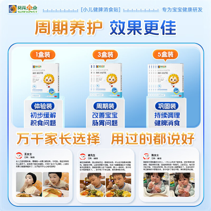 小葵花妈妈小儿健脾消食贴化积食调理儿童脾胃虚弱消积食内热健胃肚脐肠胃贴 5盒巩固装【95%的妈妈选择 效果更好】